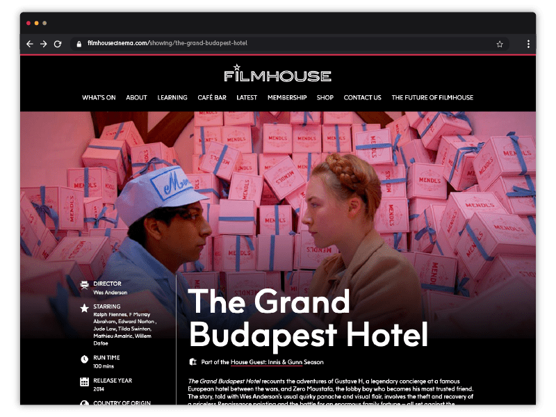 Website design for Edinburgh International Film Festival