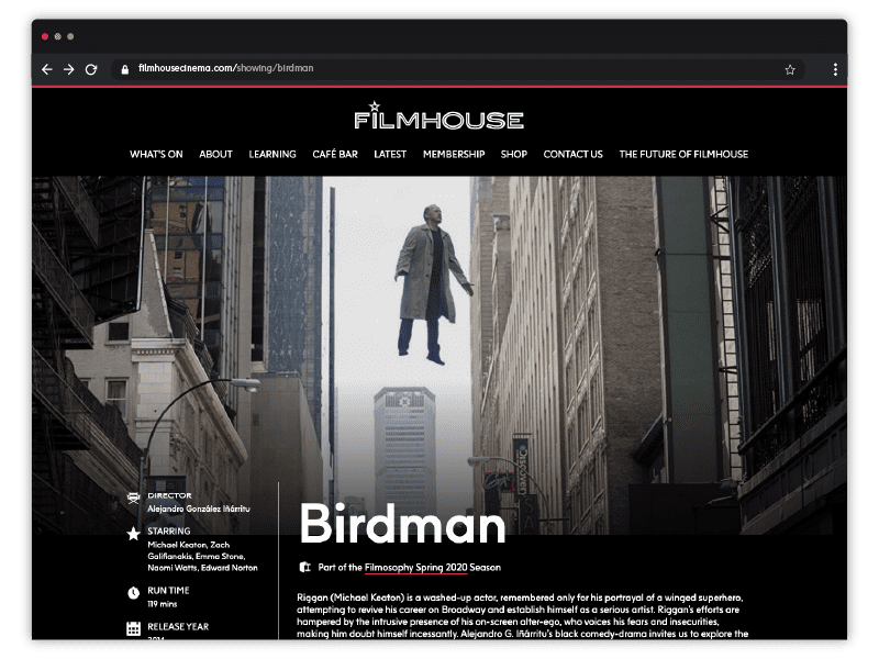 Website design for Edinburgh International Film Festival