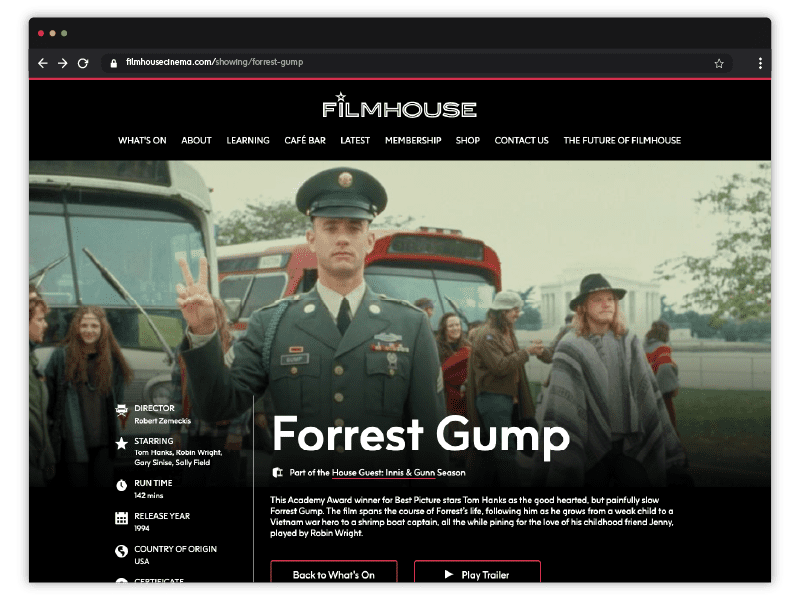 Website design for Edinburgh International Film Festival