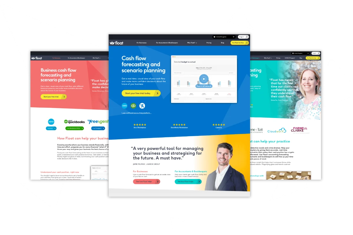 Website design for Float app — Peak Fifteen