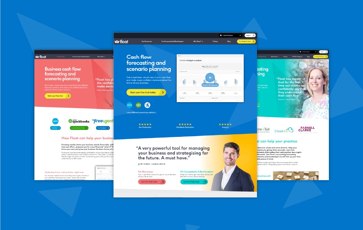 Website design for Float app
